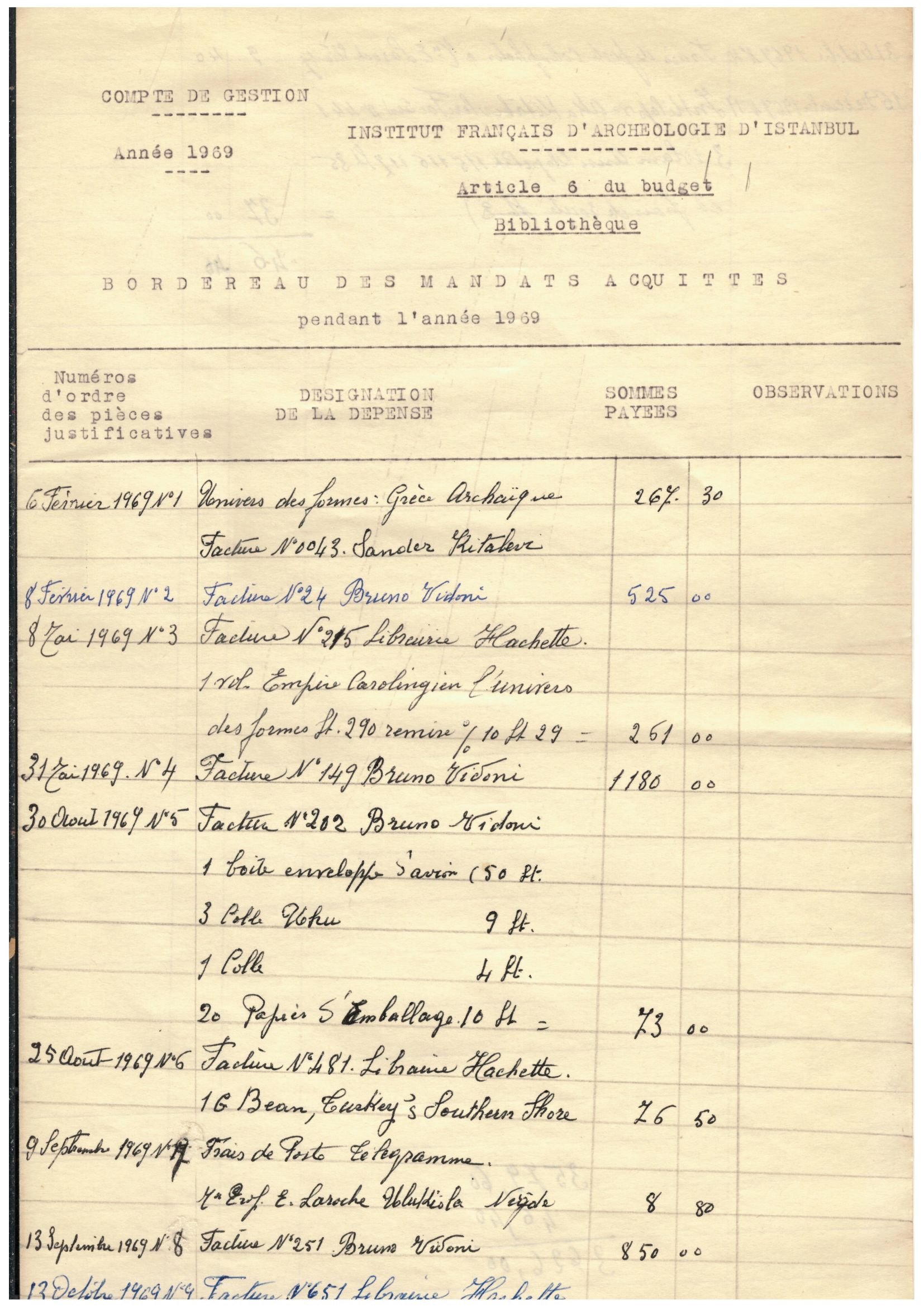 acquisition livre 1969