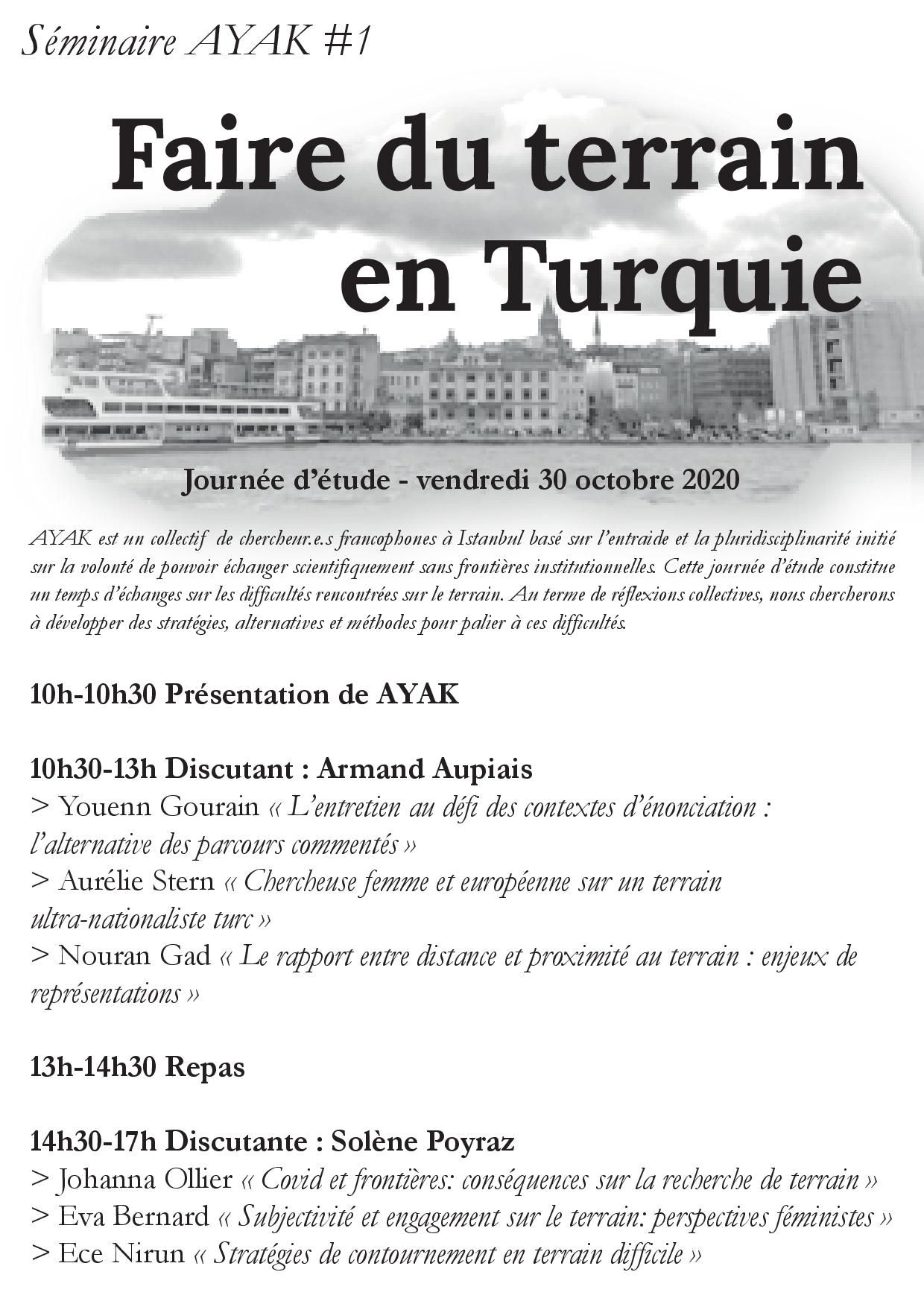 Journée d'étude - Faire du terrain en Turquie