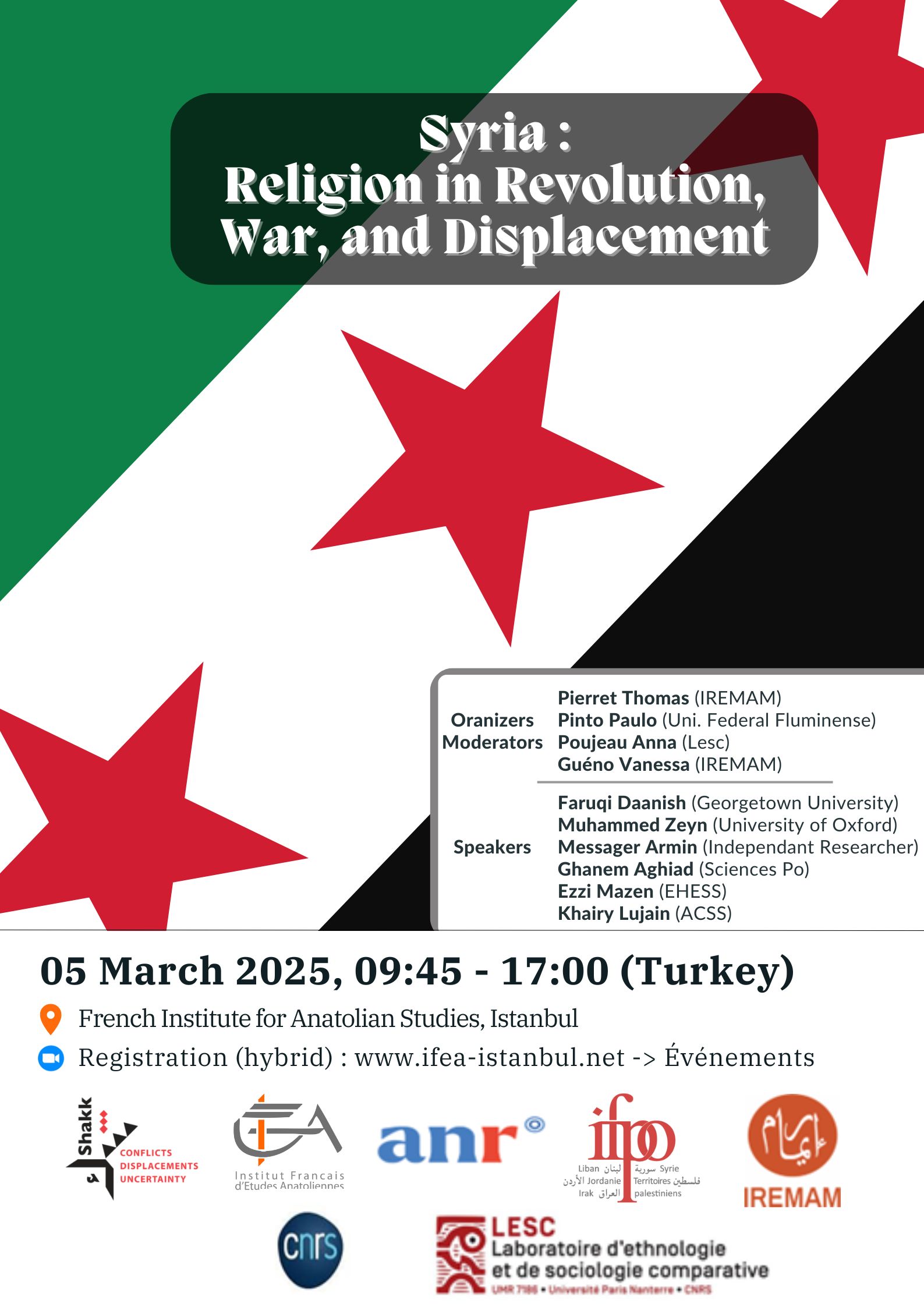 Conference - Syria : Religion in Revolution, War, and Displacement
