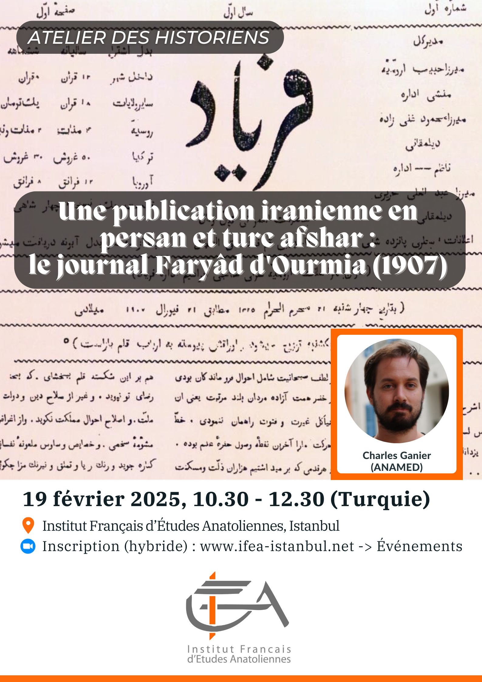 Atelier des historiens - Une publication iranienne en persan et turc afshar : le journal Faryâd d'Ourmia (1907)