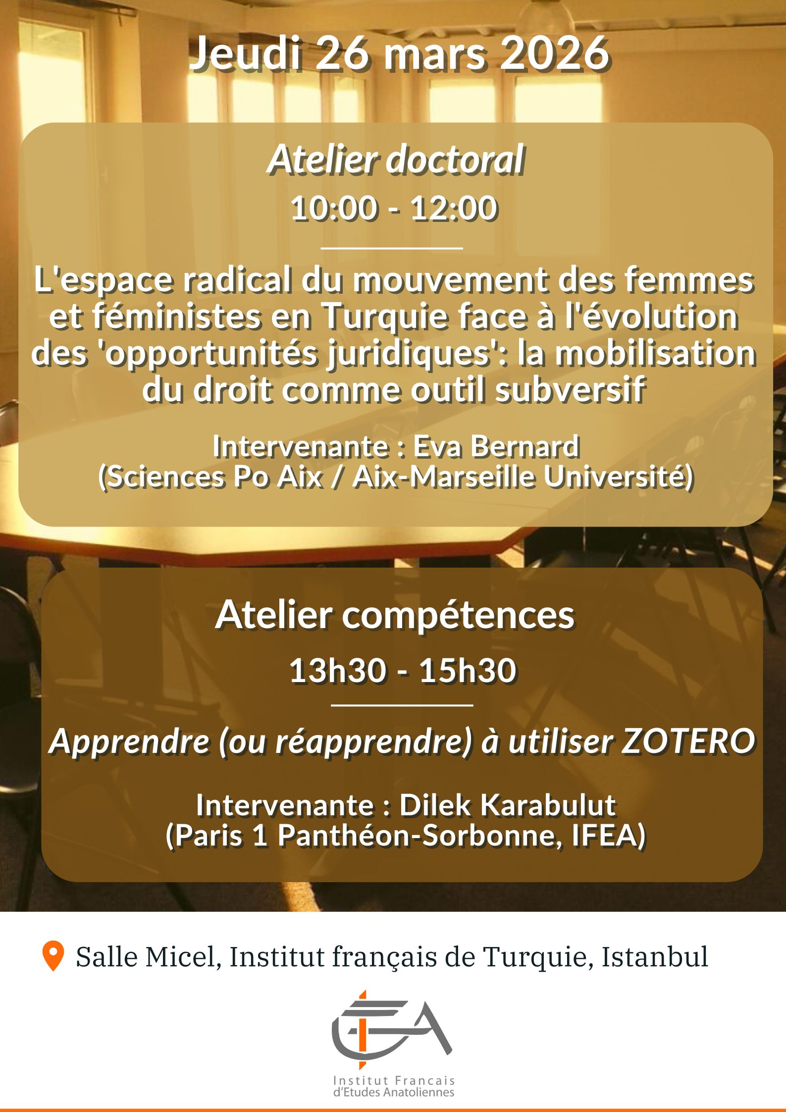 Atelier compétences : Apprendre (ou réapprendre) à utiliser ZOTERO - Animé par Dilek Karabulut (IFEA)