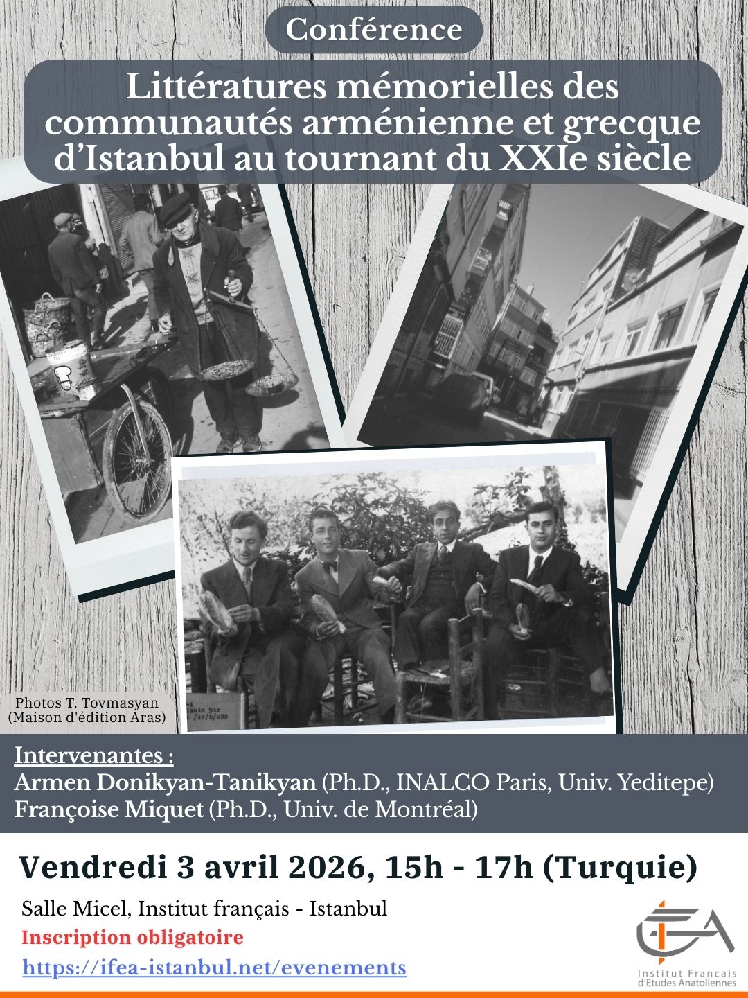 Conférence "Littératures mémorielles des communautés arménienne et grecque d’Istanbul au tournant du XXIe siècle"