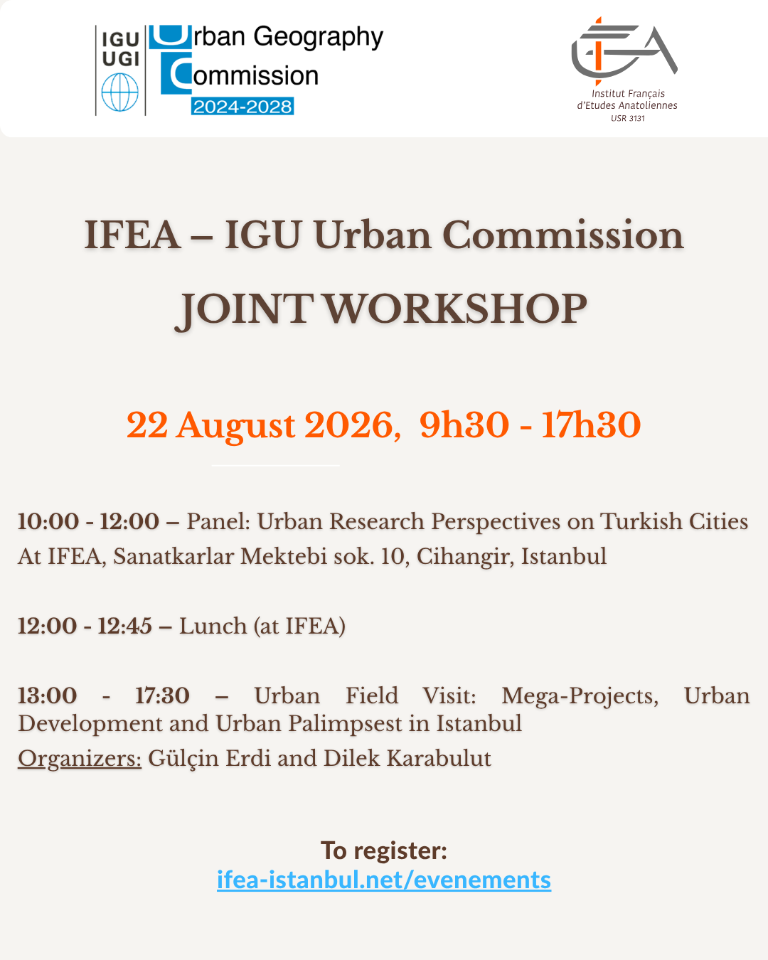 Workshop - IFEA – IGU URBAN COMMISSION JOINT WORKSHOP